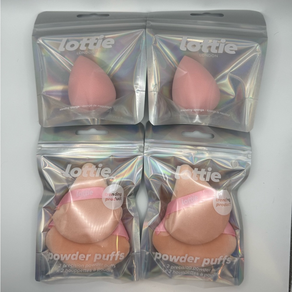 Lottie London Latex Free Blender Sponge & Reusable Triangle Powder Puff Bundle